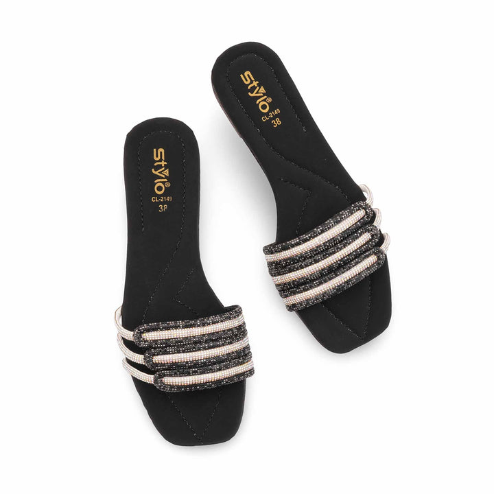 Black Casual Slipper For Ladies CL2149
