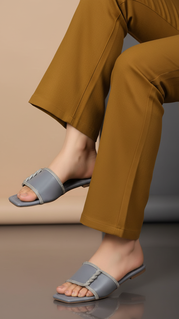 Grey Casual Slipper For Women CL2150