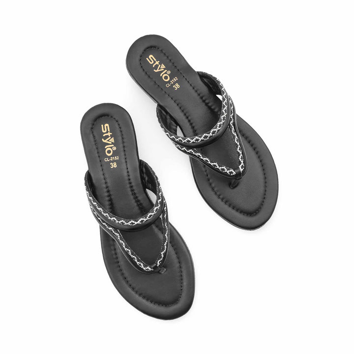 Black Casual Chappal For Ladies CL2152