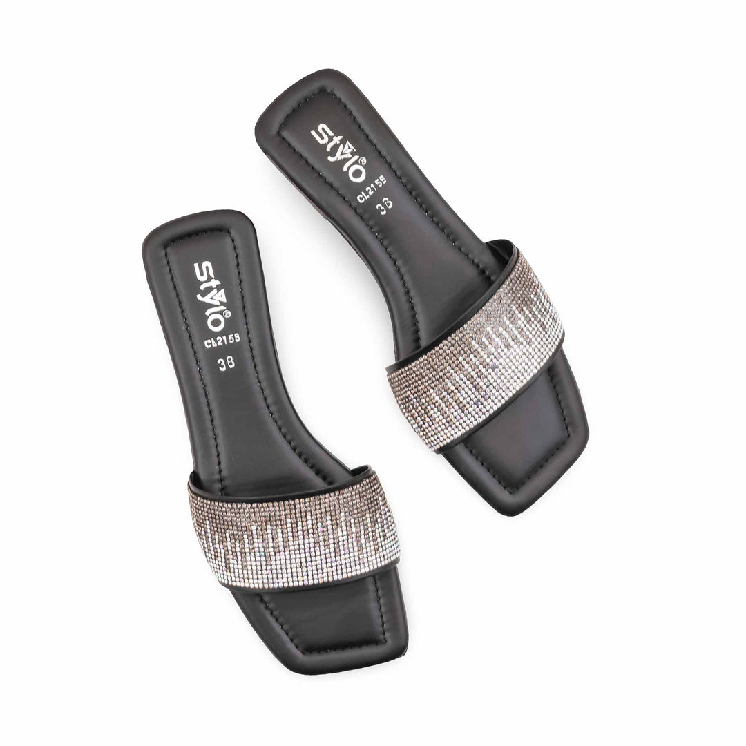 Black Casual Slipper For Ladies CL2158