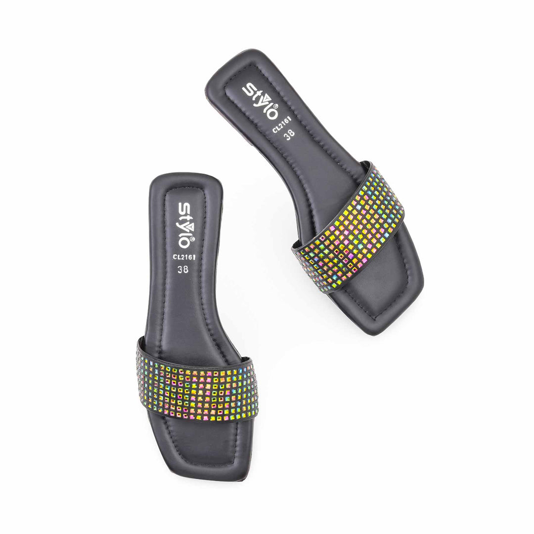 Black Casual Chappal For Ladies CL2161