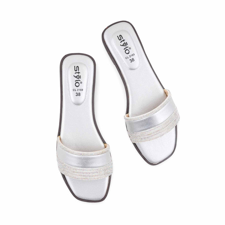 Silver Casual Slipper For Women CL2169