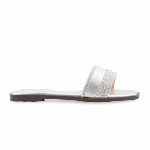 Silver Casual Slipper For Women CL2169