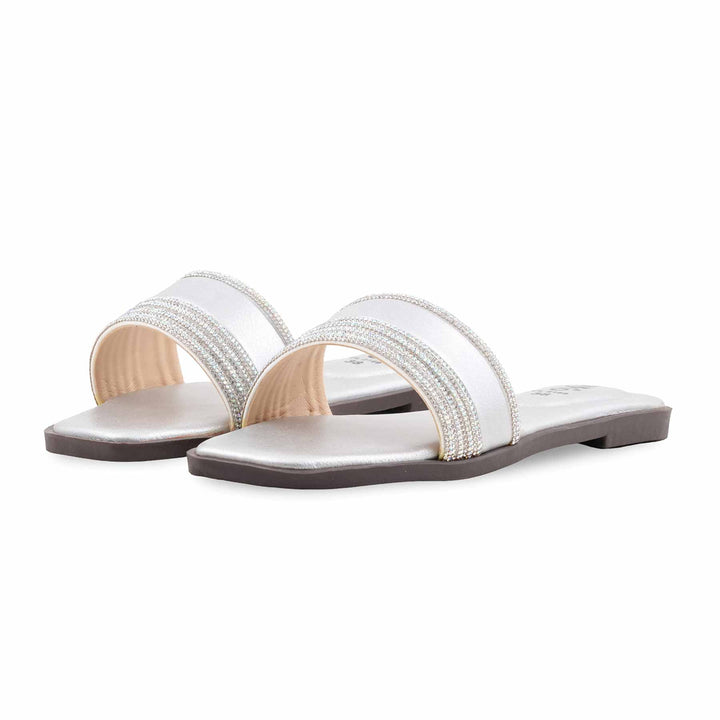 Silver Casual Slipper For Women CL2169