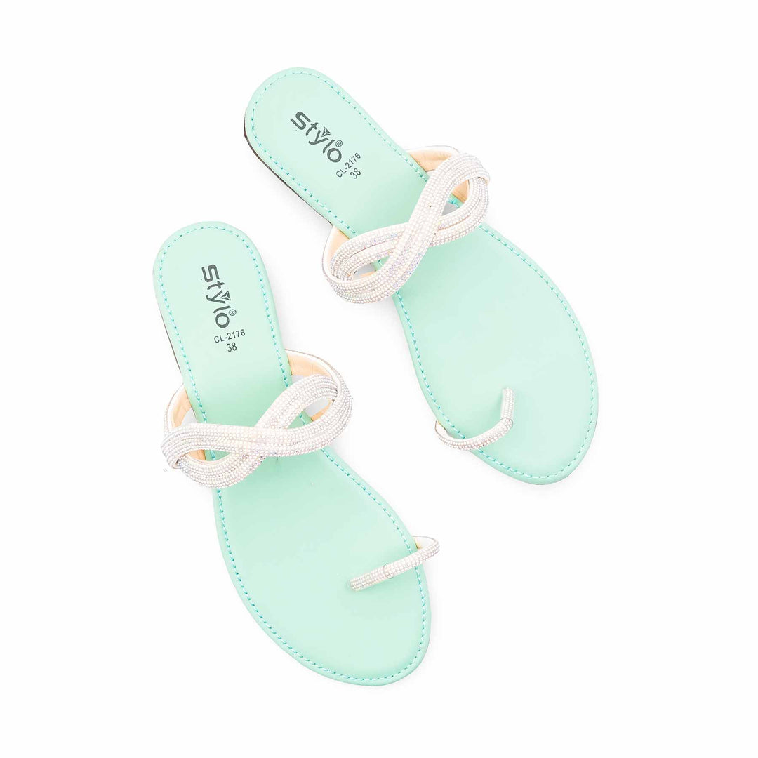 Aqua Green Casual Chappal For Ladies CL2176