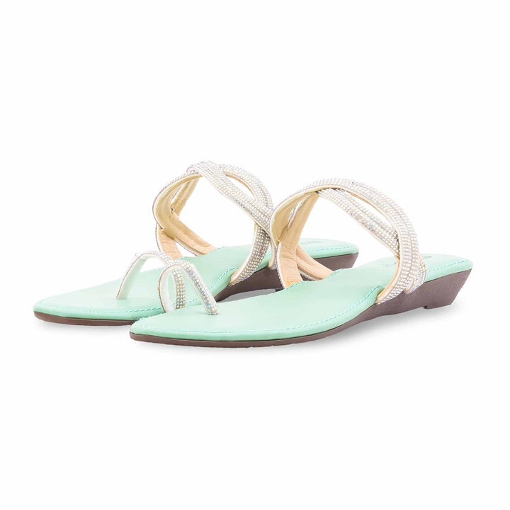 Aqua Green Casual Chappal For Ladies CL2176