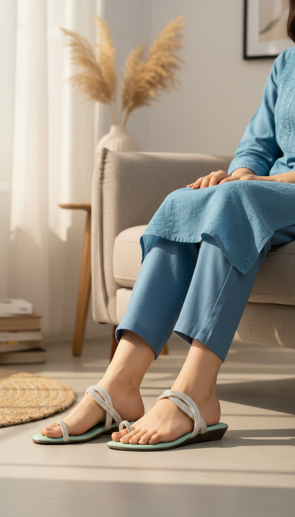 Aqua Green Casual Chappal For Ladies CL2176