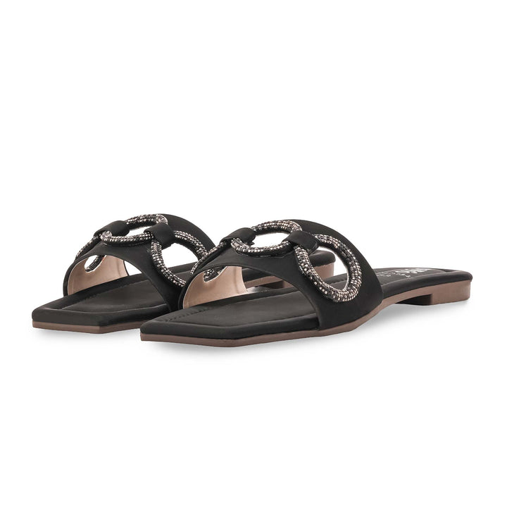 Black Casual Slipper For Ladies CL2184