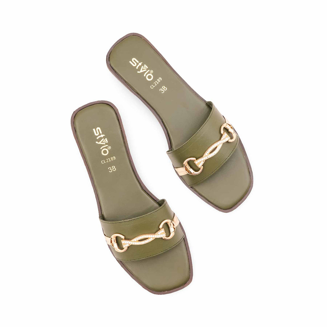 Green Casual Chappal For Ladies CL2189