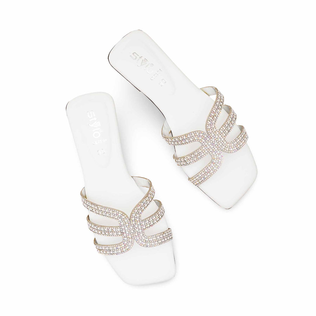 White Casual Chappal For Ladies CL2194