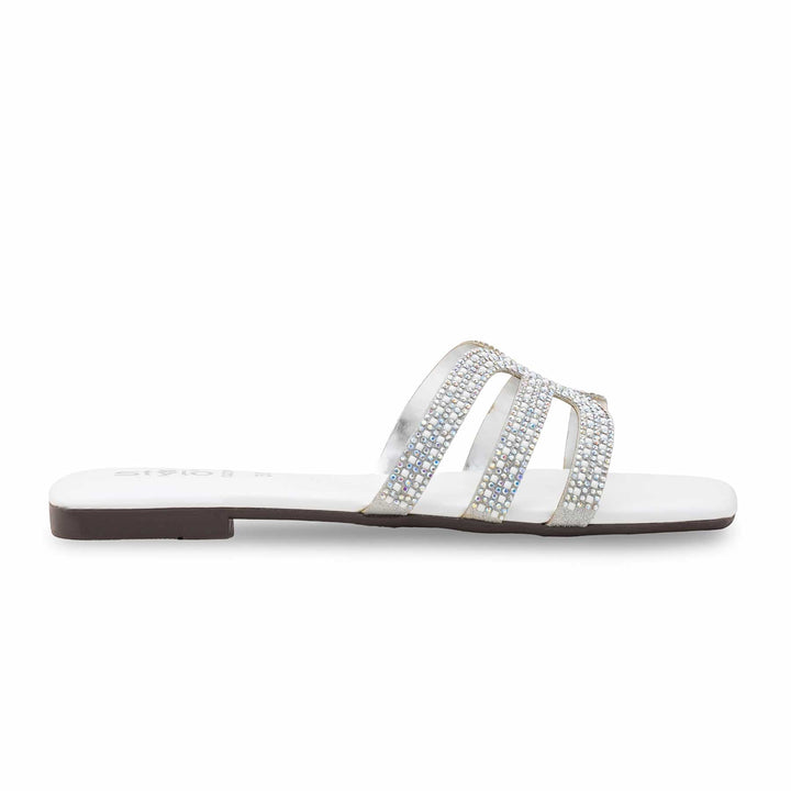 White Casual Chappal For Ladies CL2194