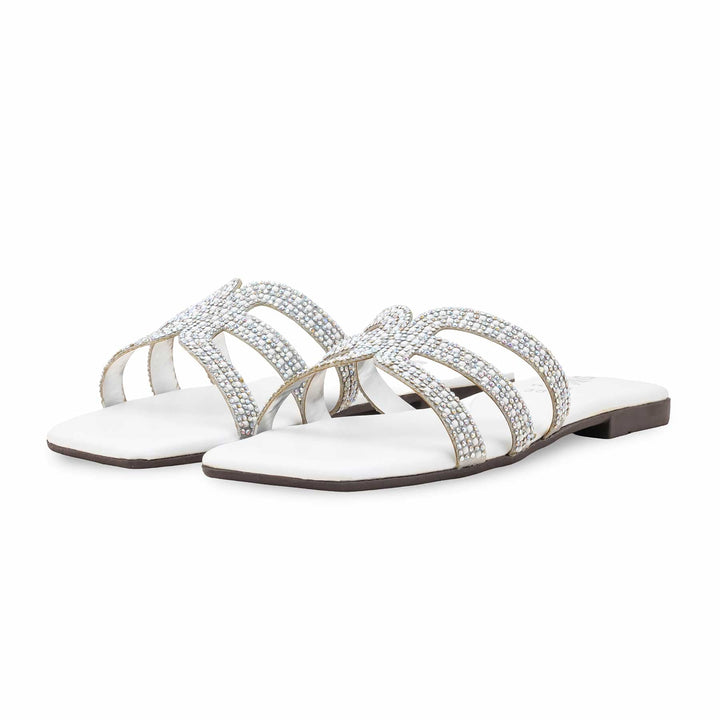 White Casual Chappal For Ladies CL2194