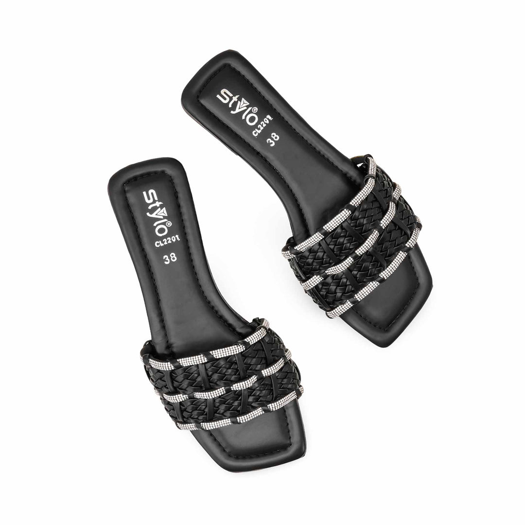 Black Casual Chappal For Ladies CL2201