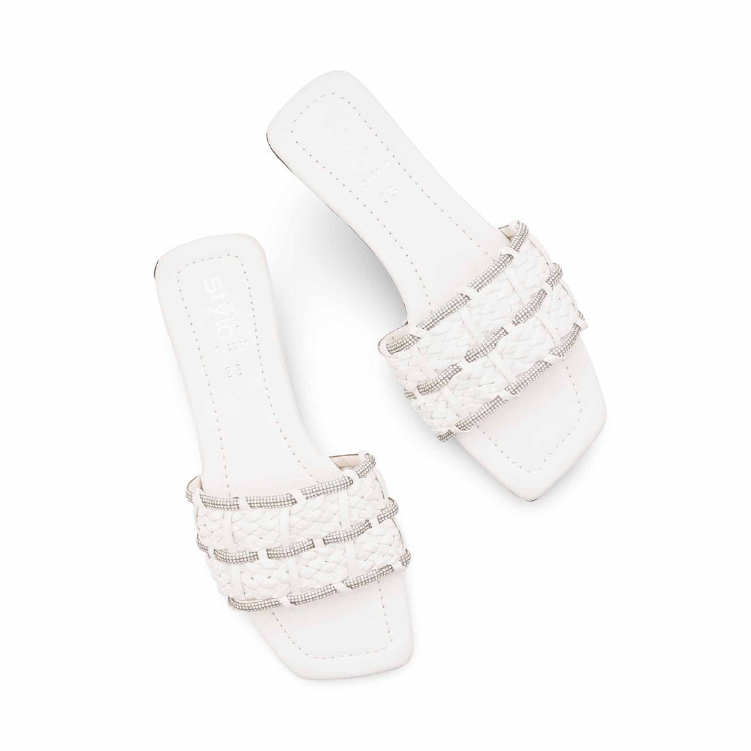 White Casual Slipper For Women CL2201