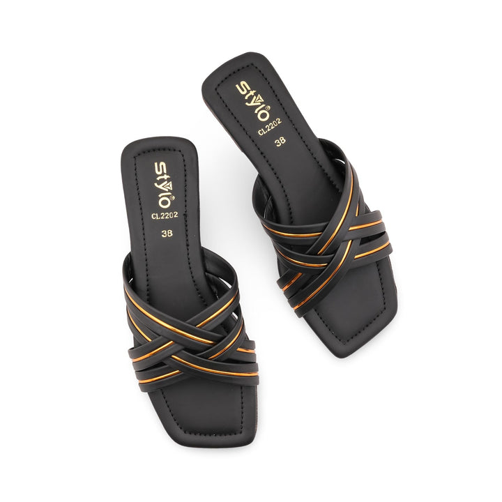 Black Casual Slipper For Ladies CL2202