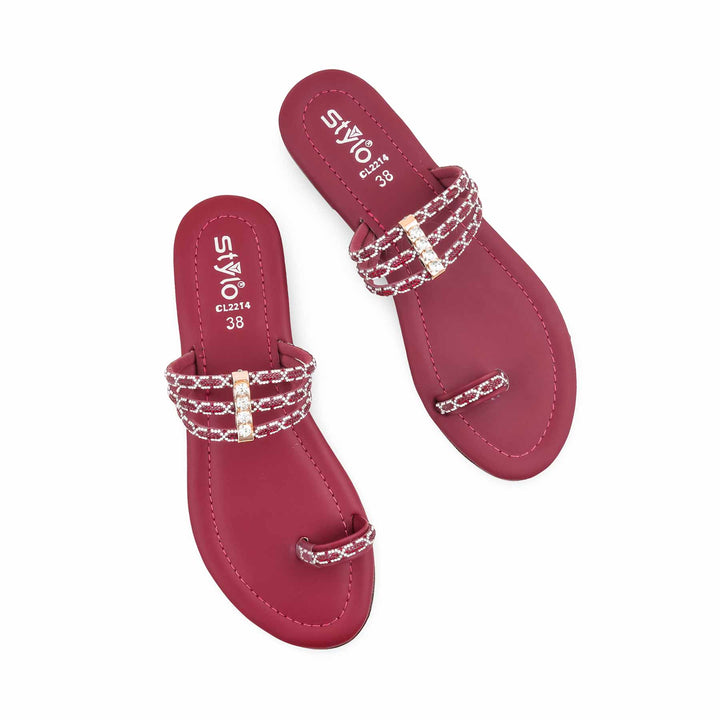 Maroon Casual Women Chappal CL2214