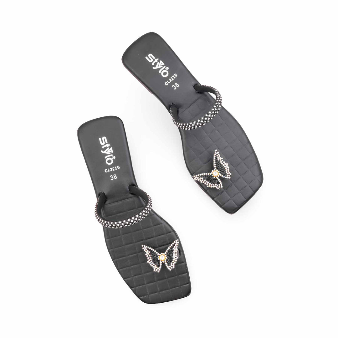 Black Casual Chappal For Women CL2216