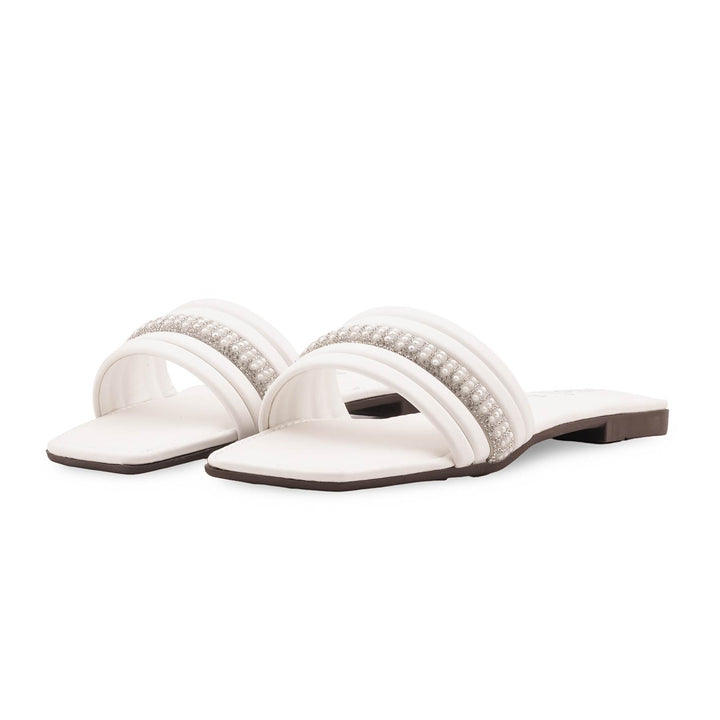 White Casual Slipper For Ladies CL2239