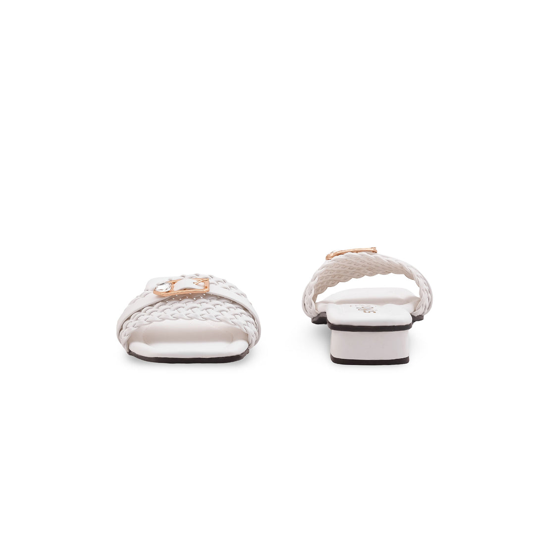 White Casual Slipper For Women CL2241