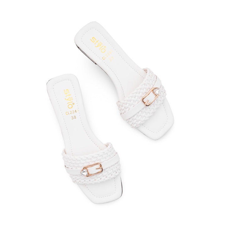 White Casual Slipper For Women CL2241