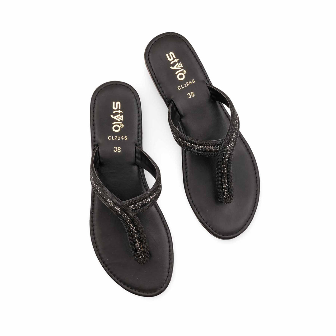 Black Casual Chappal For Ladies CL2245