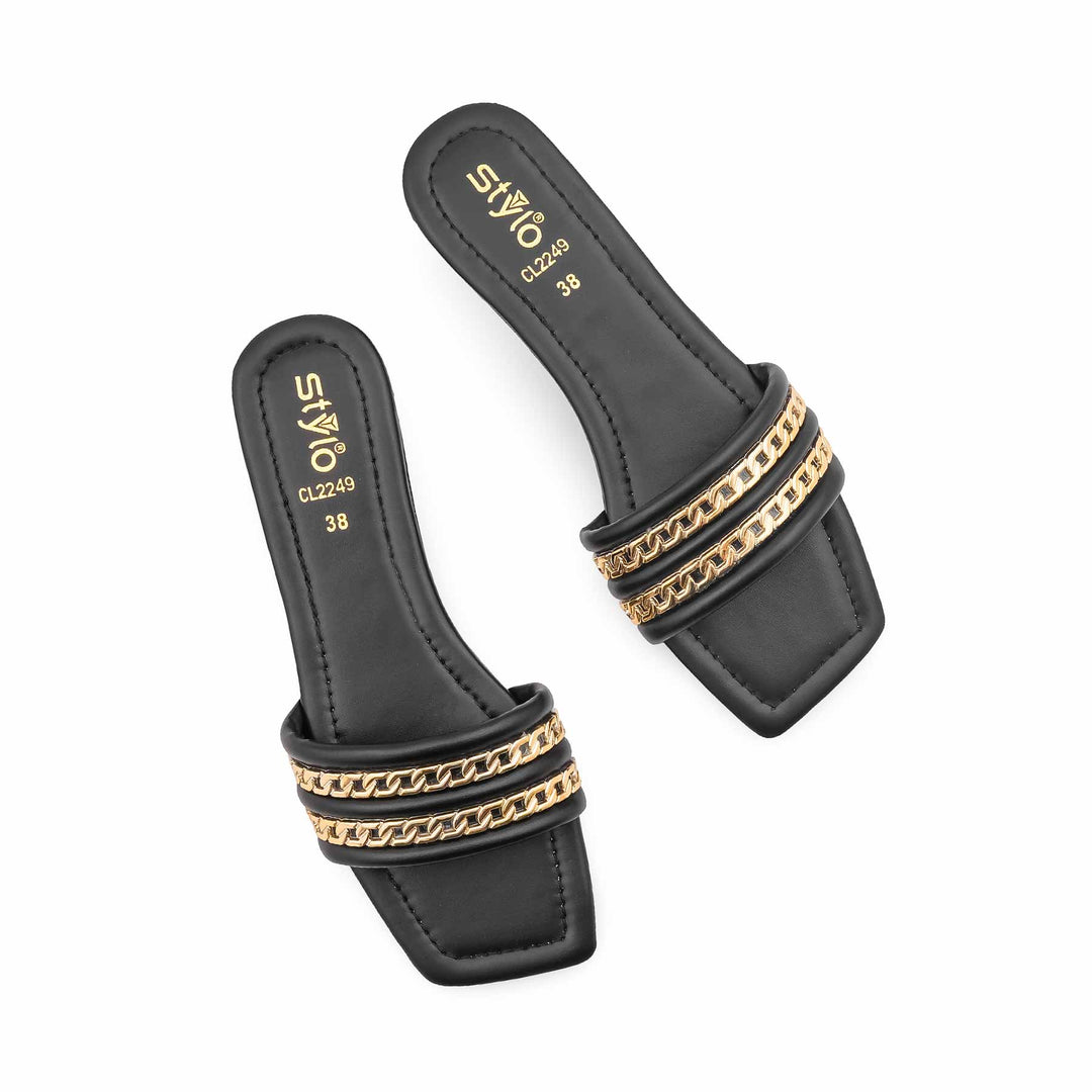 Black Casual Slipper For Women CL2249