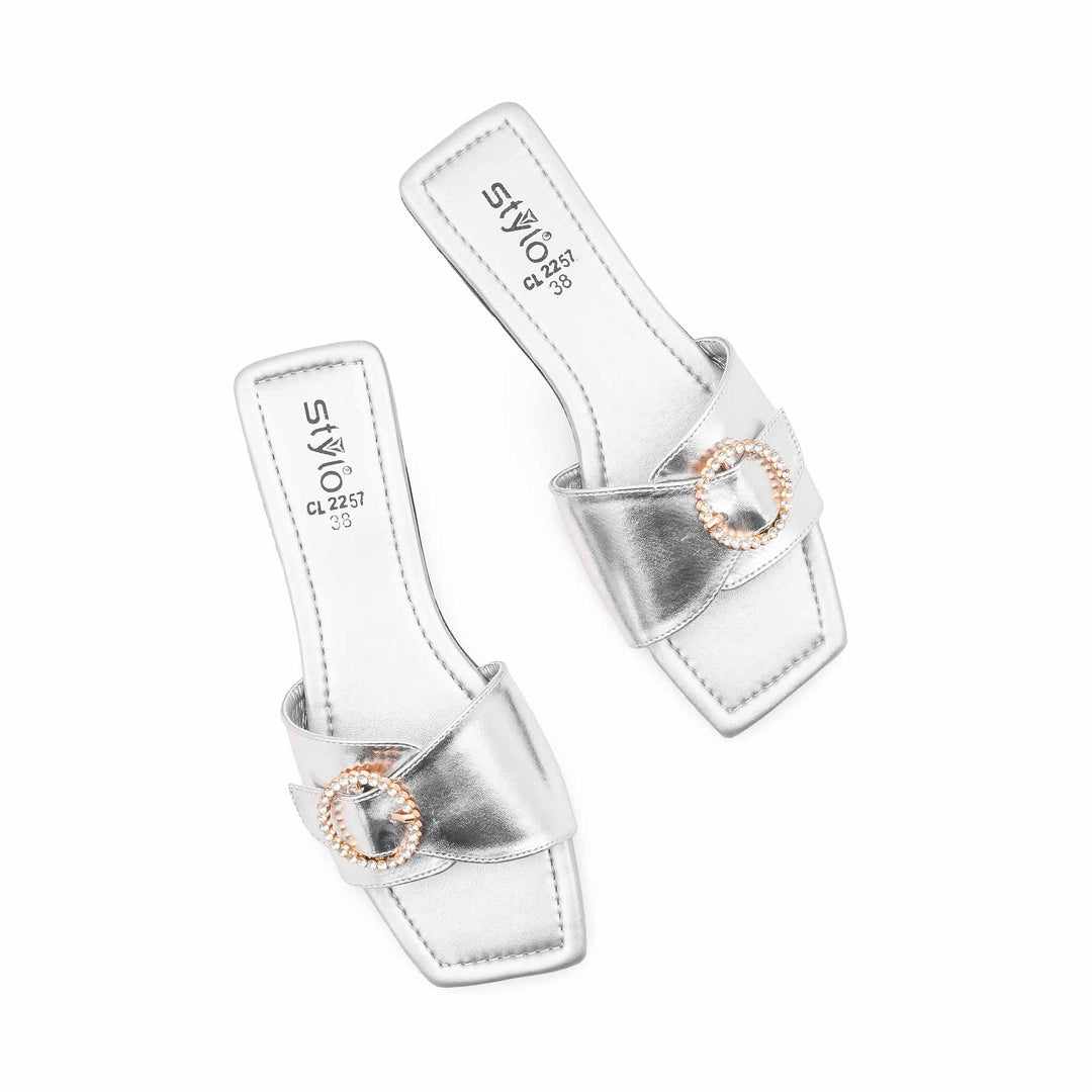 Silver Casual Slipper For Ladies CL2257