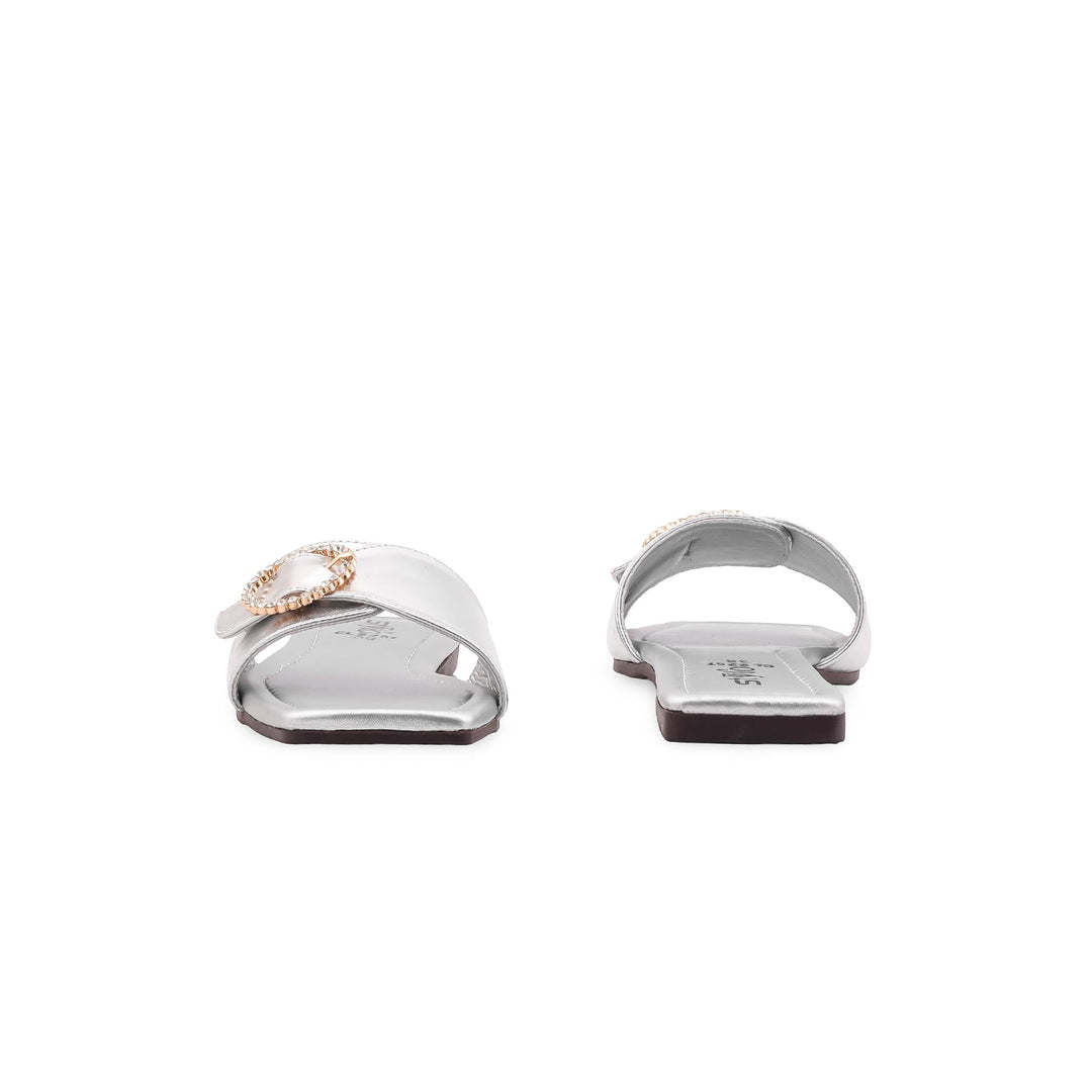 Silver Casual Slipper For Ladies CL2257