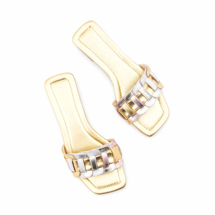 Golden Casual Slipper For Women CL2271