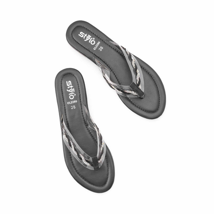 Black Casual Chappal For Women CL2280