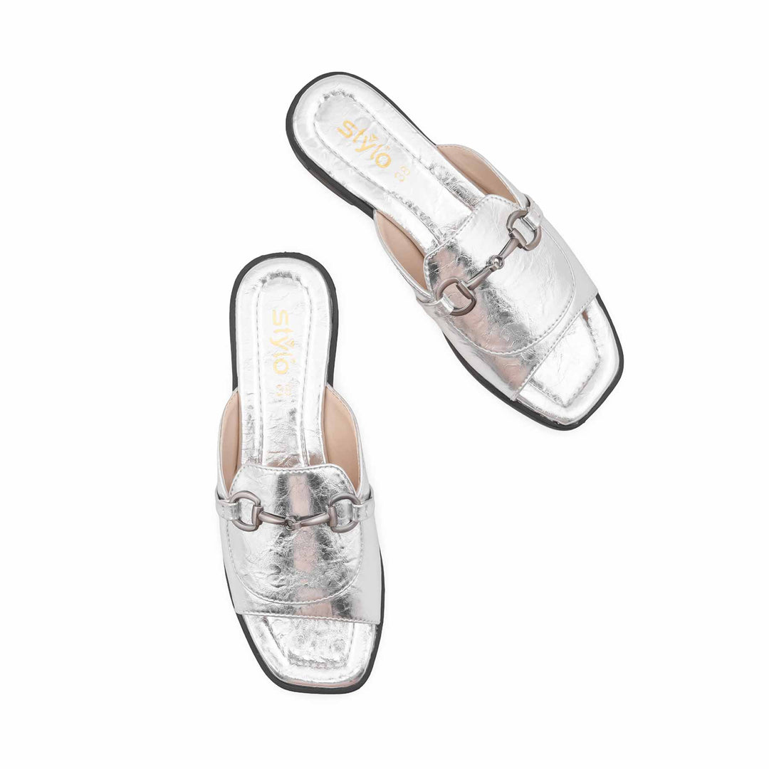 Silver Casual Slipper For Women CL2286