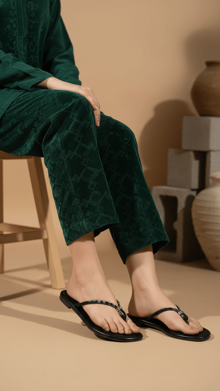 Black Casual Chappal For Women CL2292