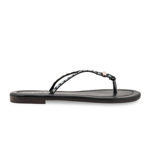 Black Casual Chappal For Women CL2292