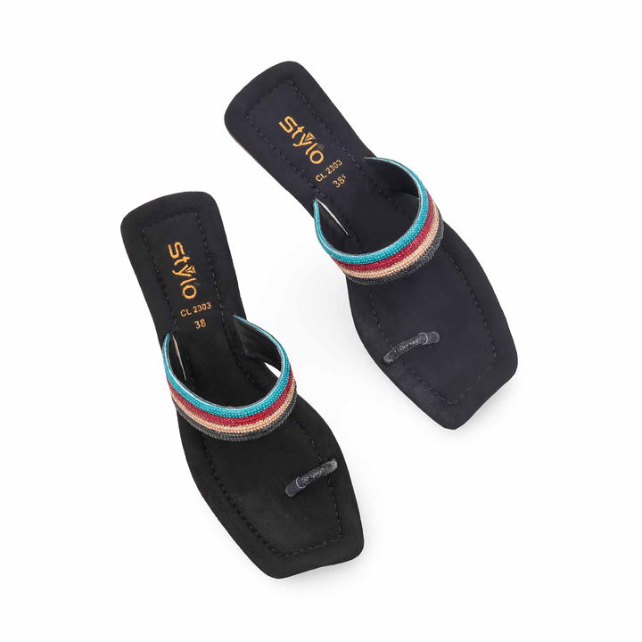 Black Casual Chappal For Women CL2303