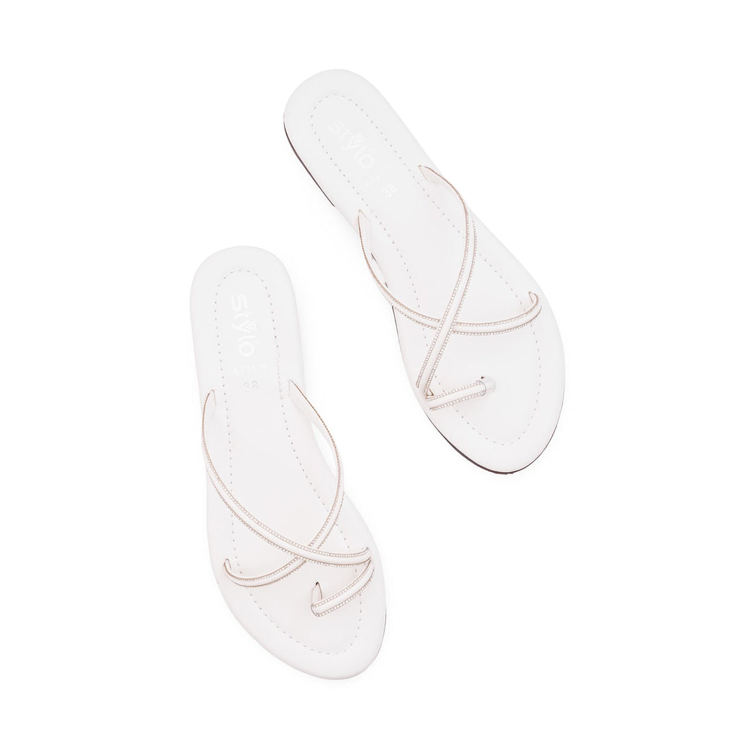 White Casual Chappal For Women CL2308