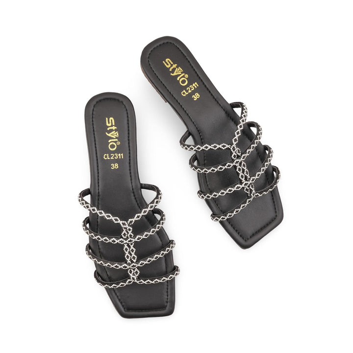 Black Casual Slipper For Ladies CL2311