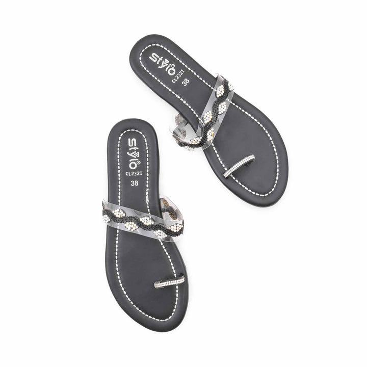 Black Casual Chappal For Women CL2321