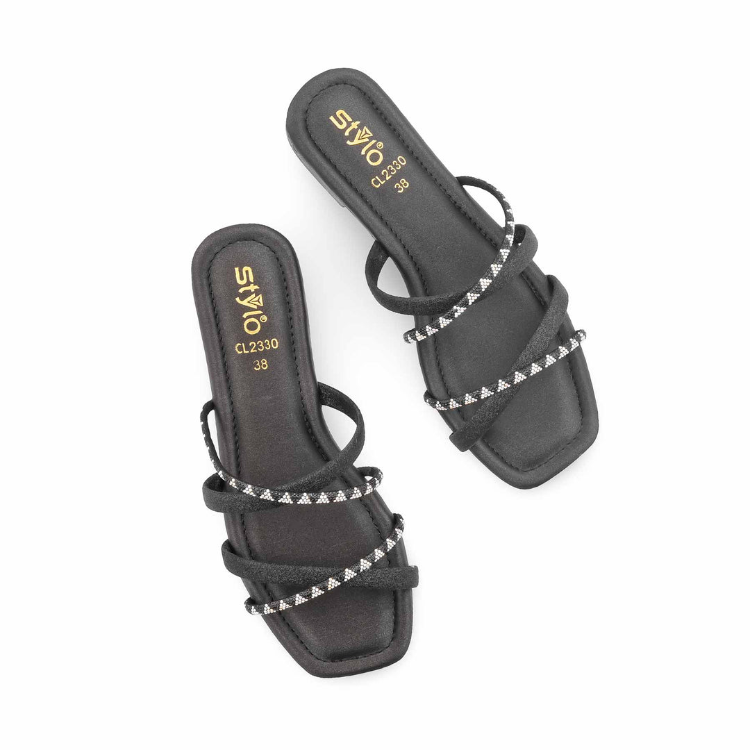 Black Casual Chappal For Ladies CL2330