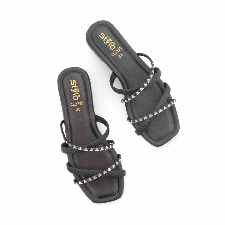 Black Casual Chappal For Ladies CL2330