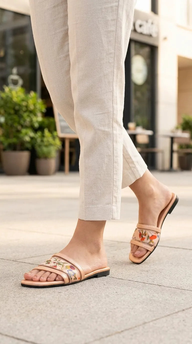 Golden Casual Slipper For Women CL2336