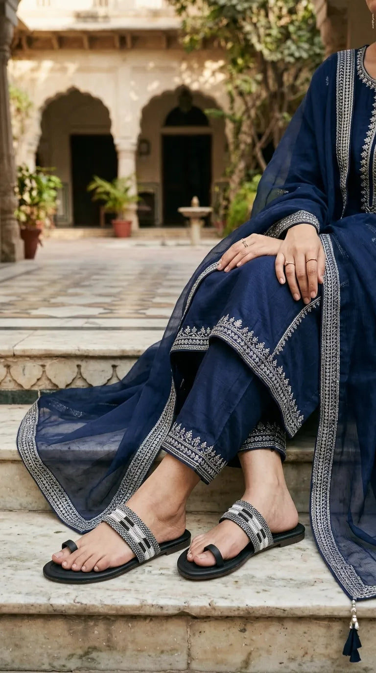 Black Casual Chappal For Ladies CL2347