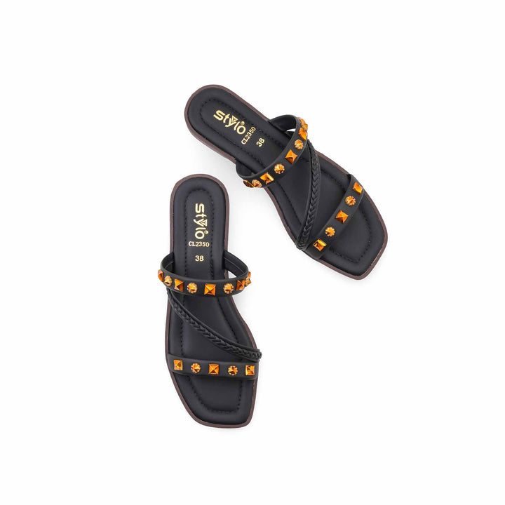 Black Casual Slipper For Women CL2350