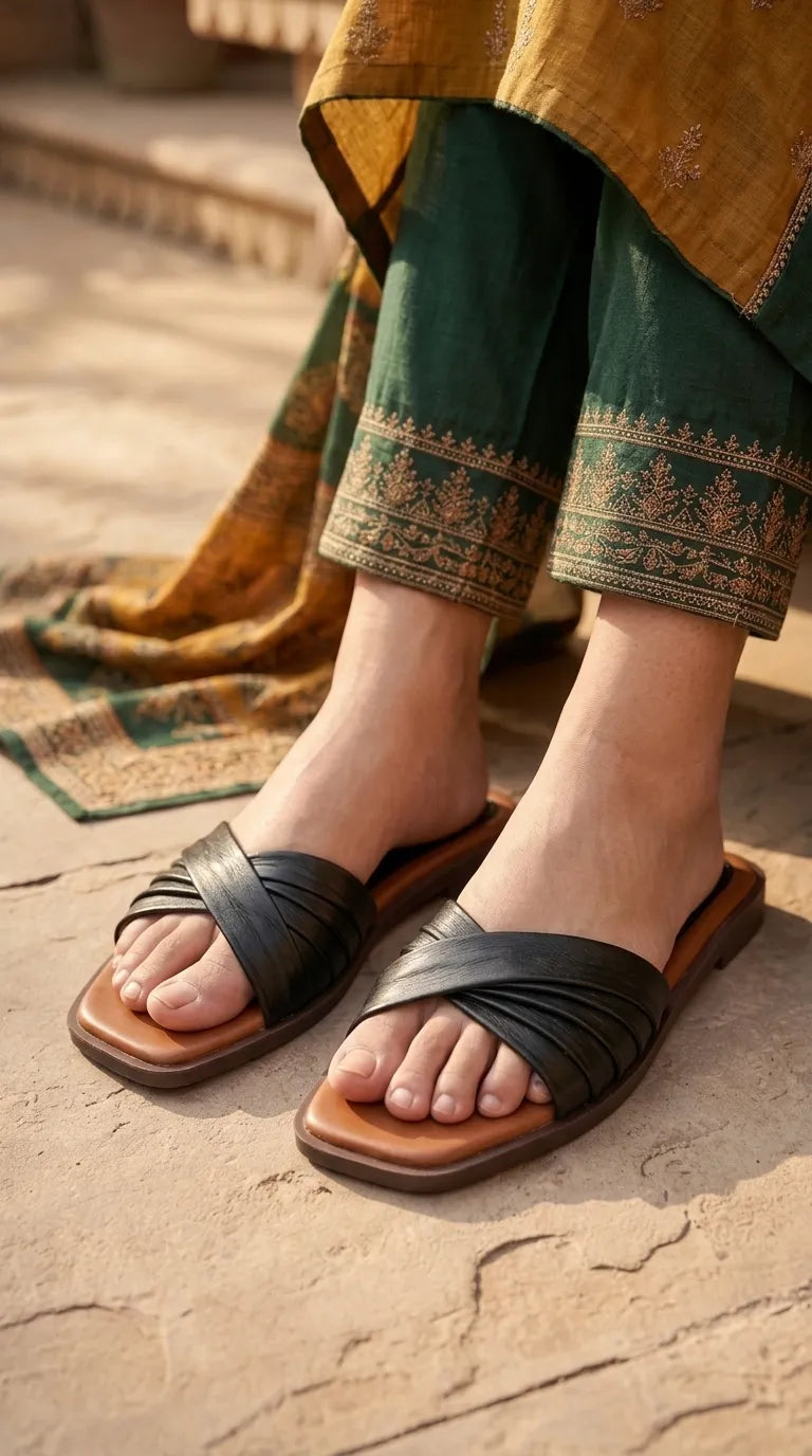 Black Casual Slipper For Women CL2356