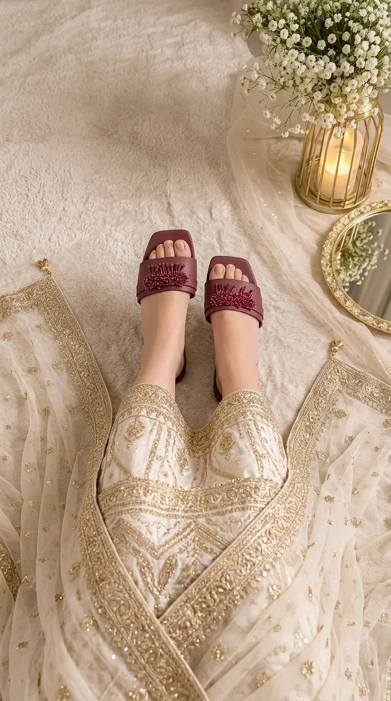 Maroon Casual Slipper For Women CL2359