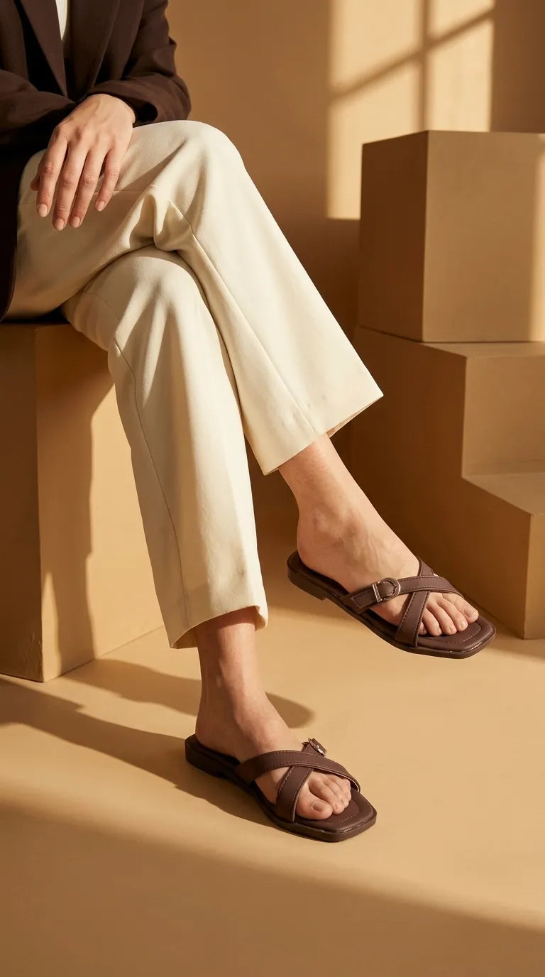 Brown Casual Slipper For Ladies CL2363