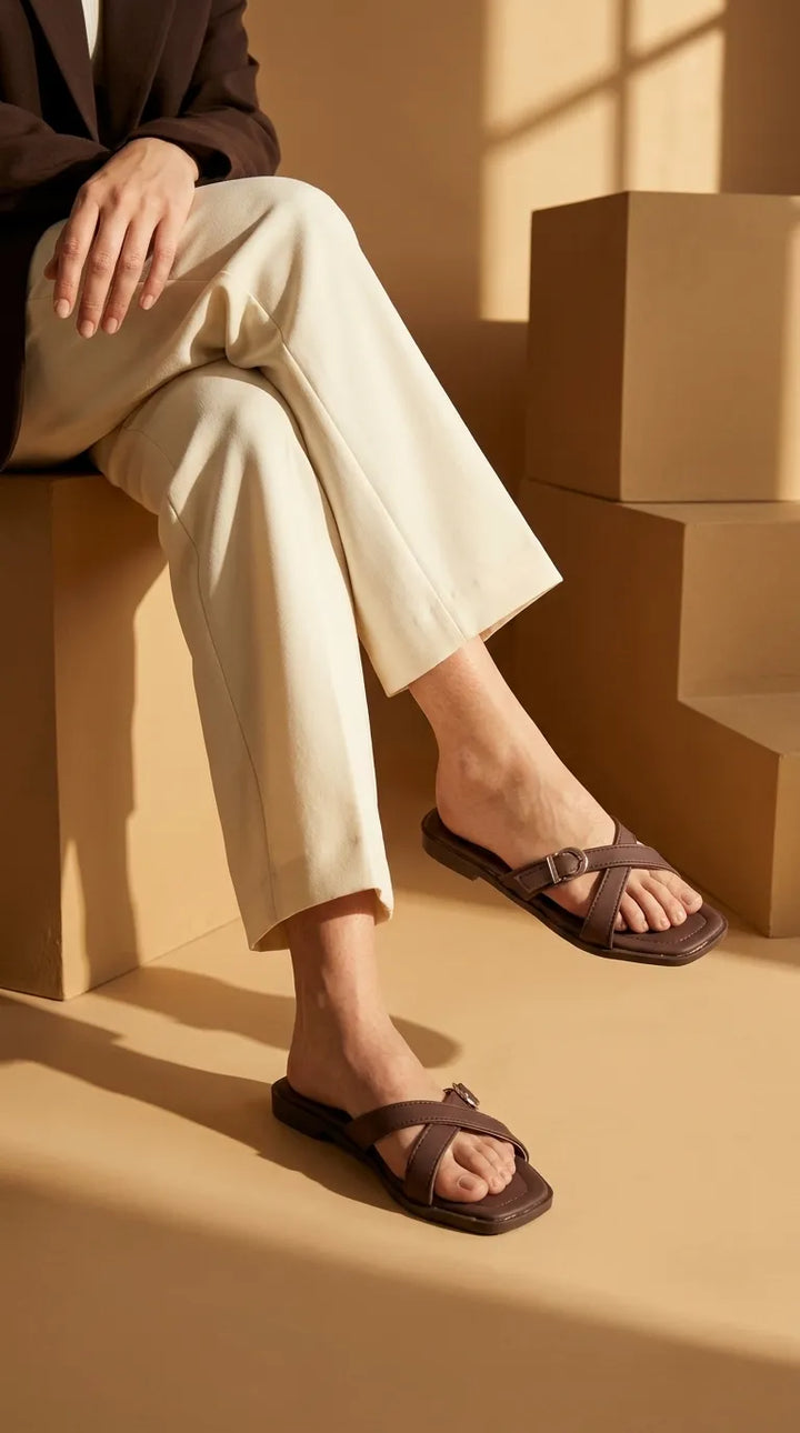 Brown Casual Slipper For Ladies CL2363