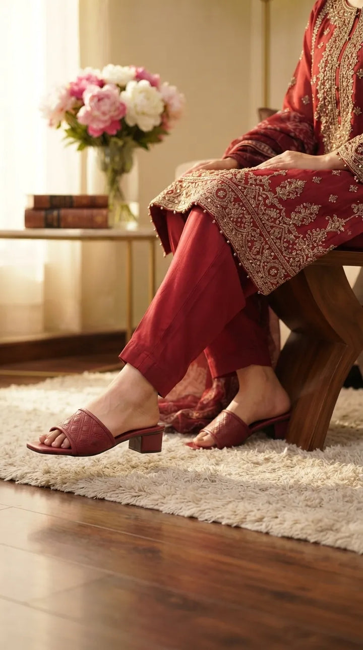 Maroon Casual Slipper For Women CL2364