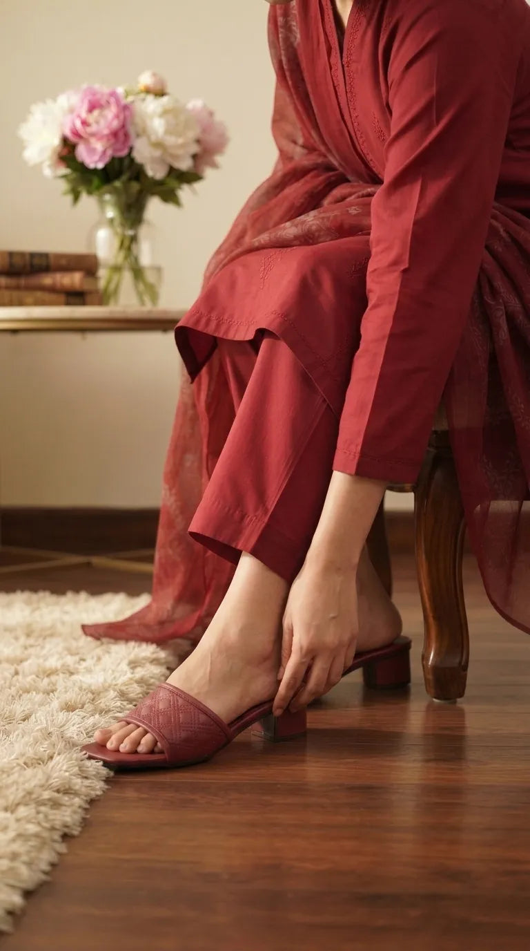 Maroon Casual Slipper For Women CL2364