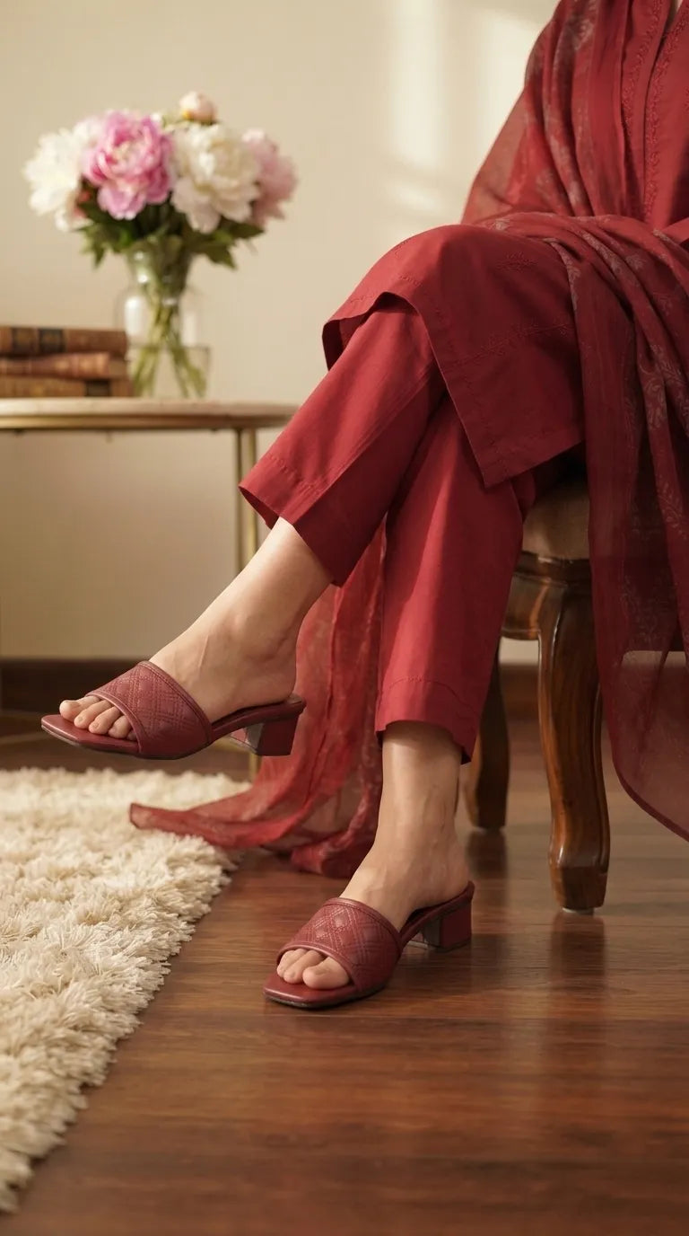Maroon Casual Slipper For Women CL2364