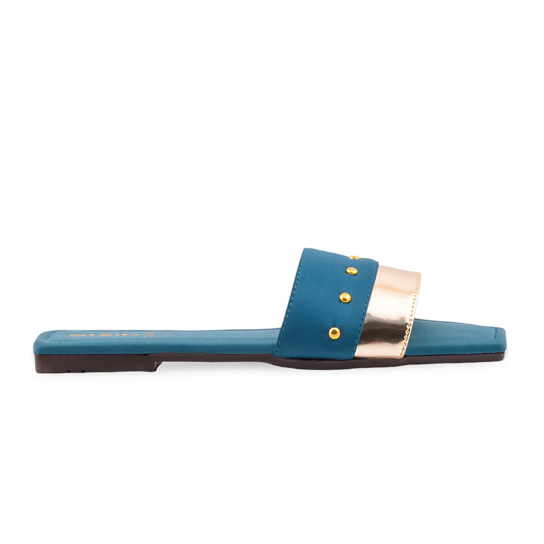 Teal Blue Casual Slipper For Women CL2365